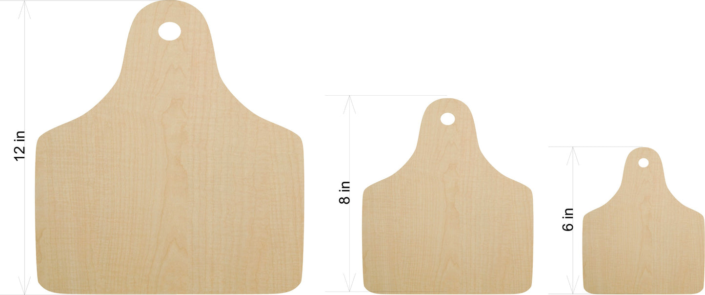 Ear tag sign, laser cut wood shape, engraved personalization optional image 3