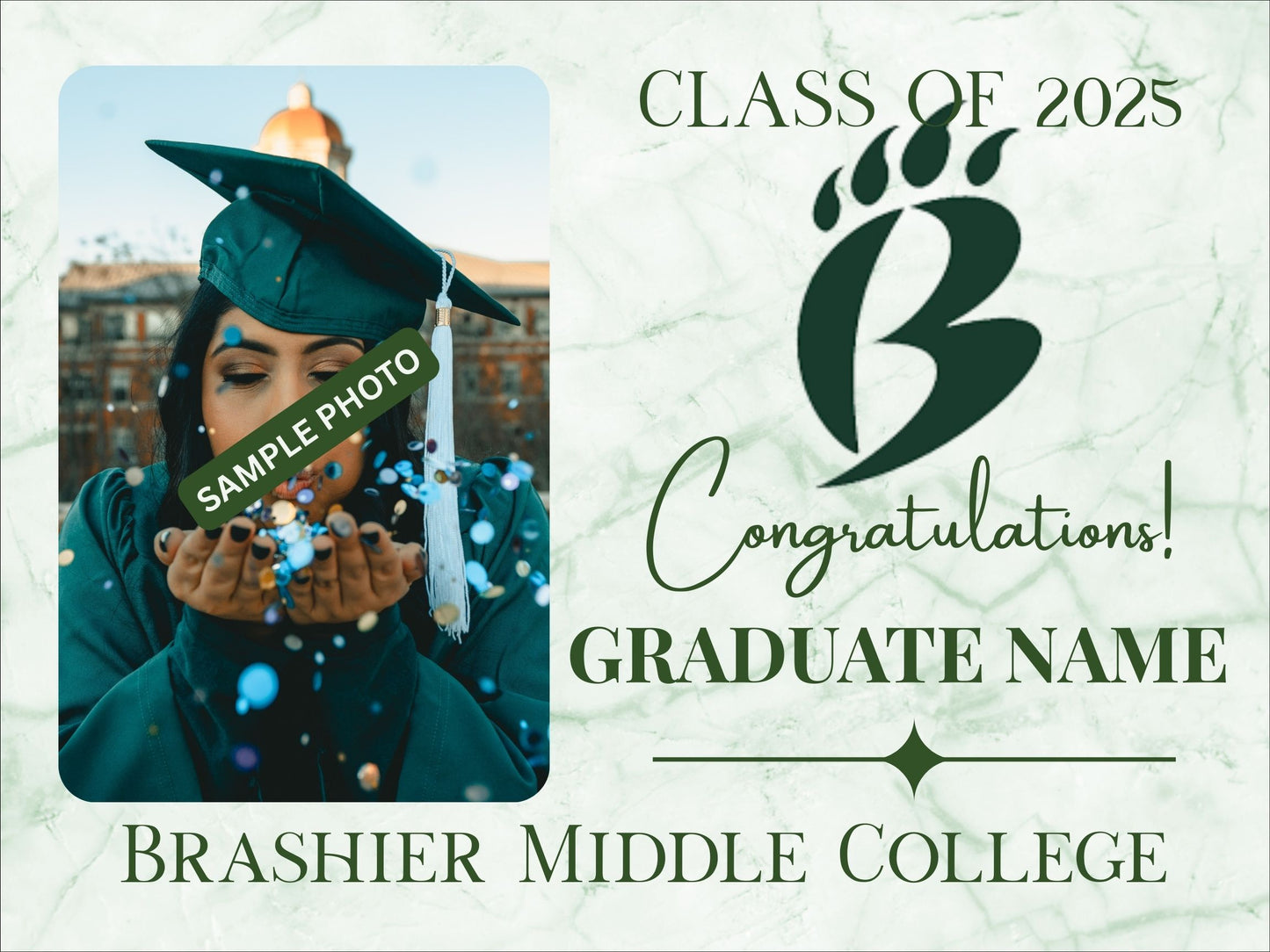 Graduation Yard Signs - Custom made with School Mascot and Graduates Photo
