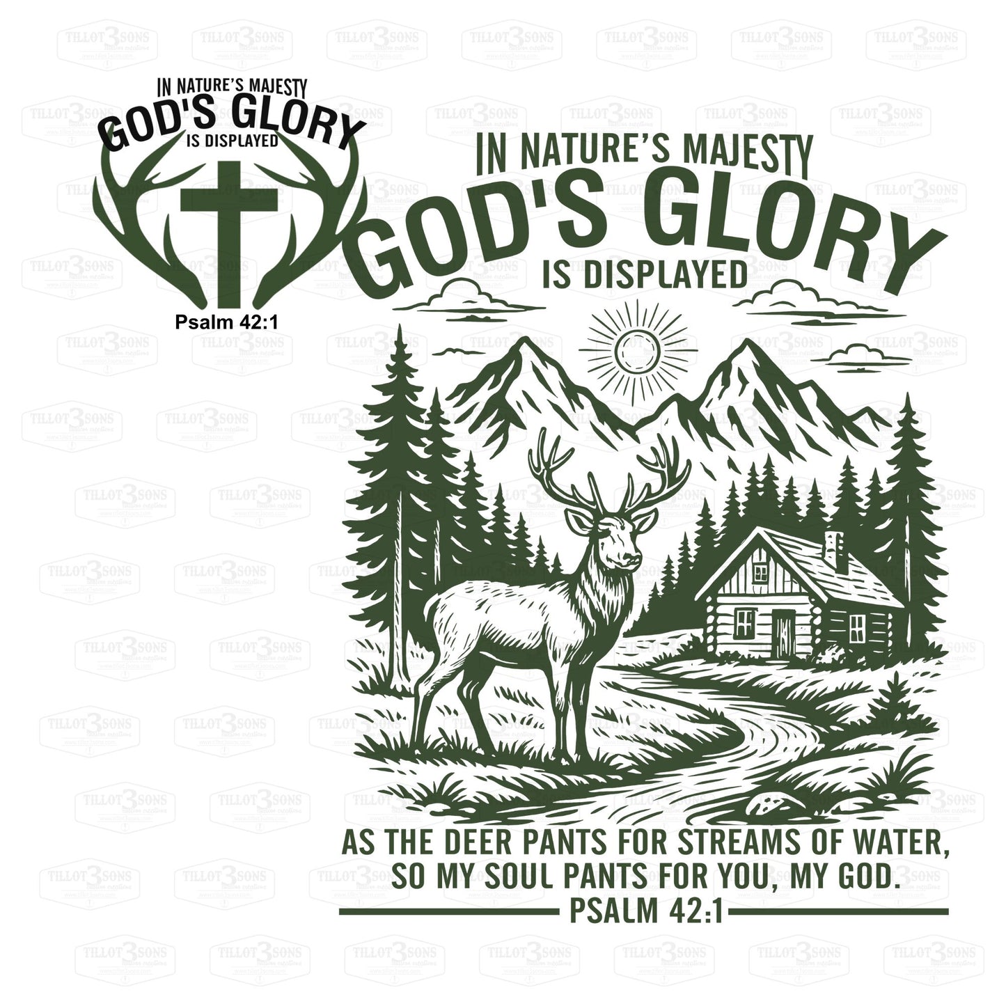 Nature's Majesty Psalm 42:1 graphics t-shirt or hoodie