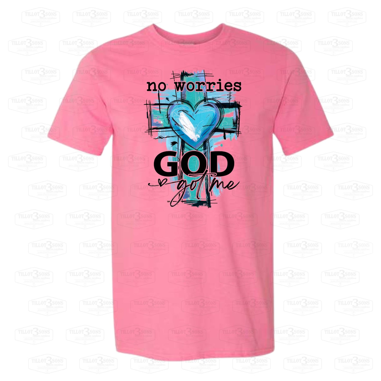 No Worries, God Got Me graphics t-shirt