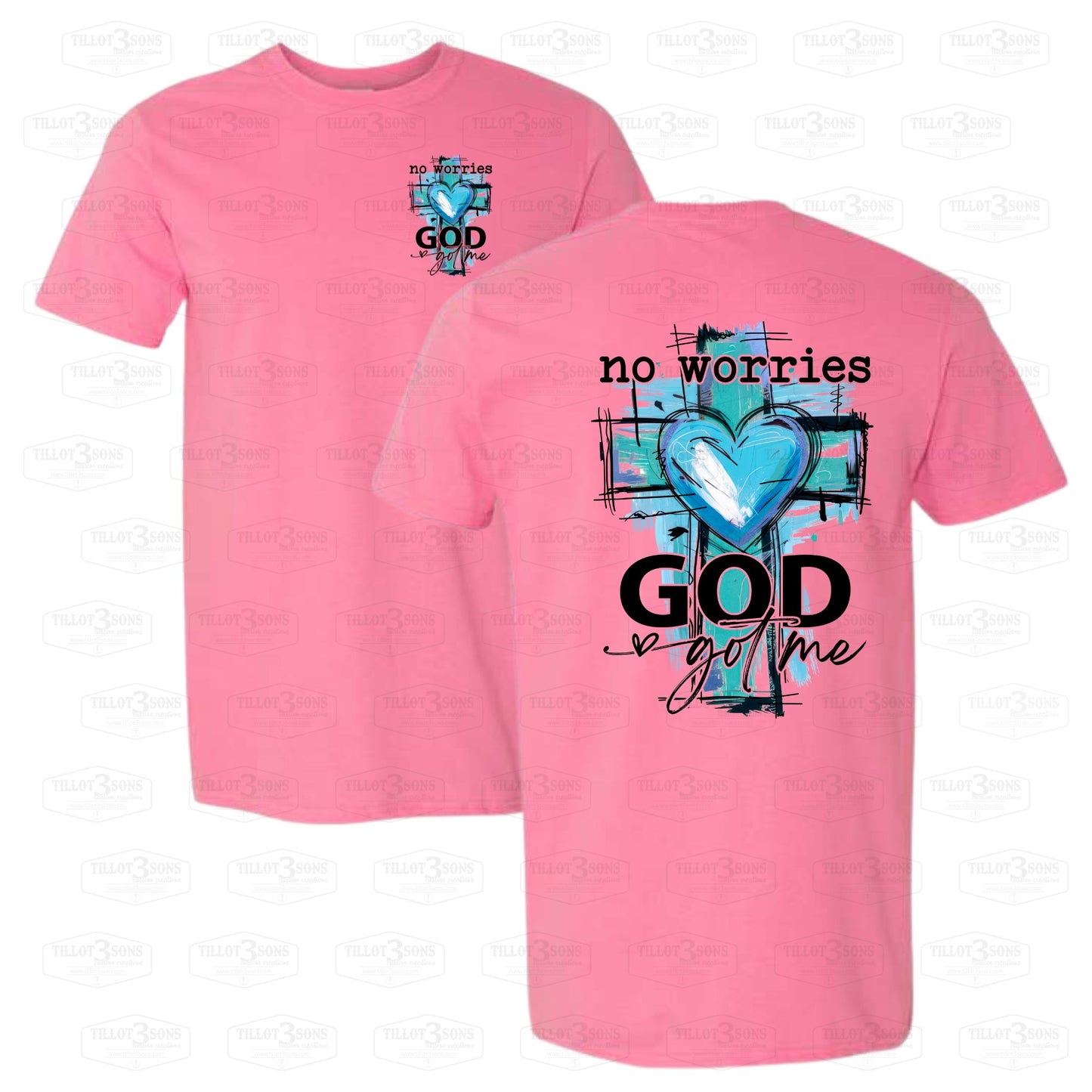 No Worries, God Got Me graphics t-shirt