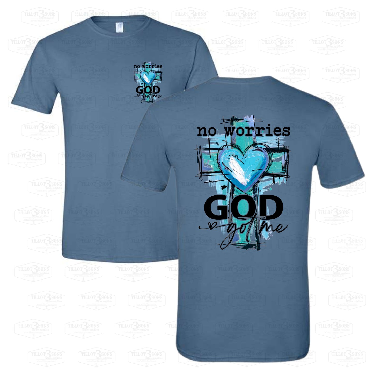 No Worries, God Got Me graphics t-shirt