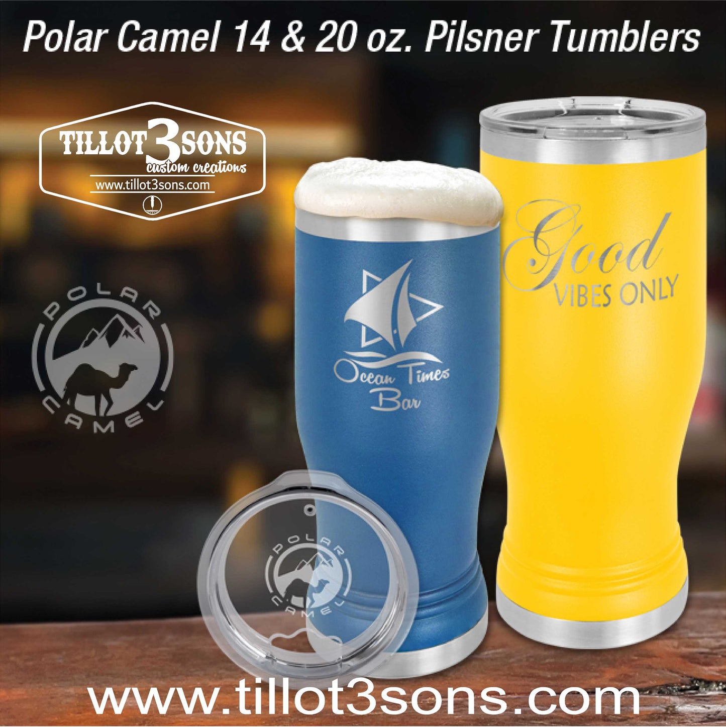 Personalized Laser Engraved Pilsner Polar Camel 14 oz or 20 oz image 0