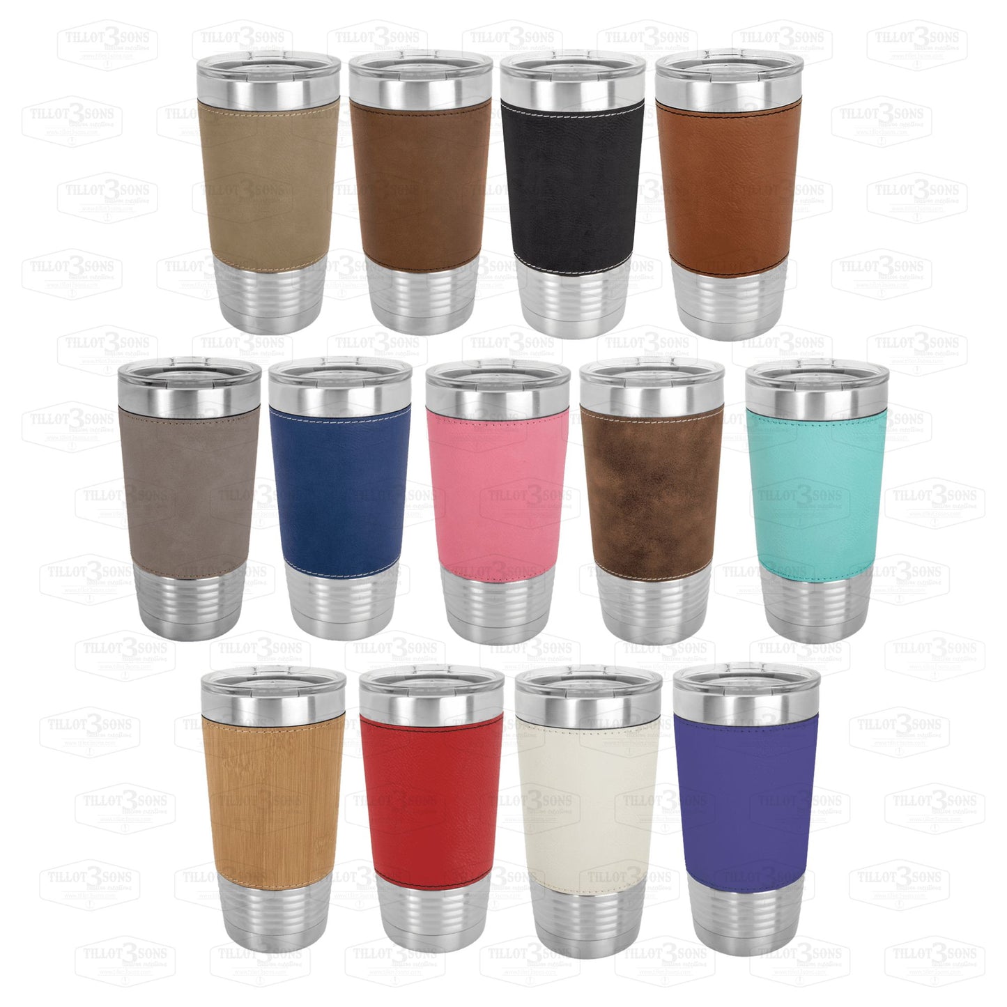 Sports Themed leatherette wrapped 20 oz tumbler with personalized logo
