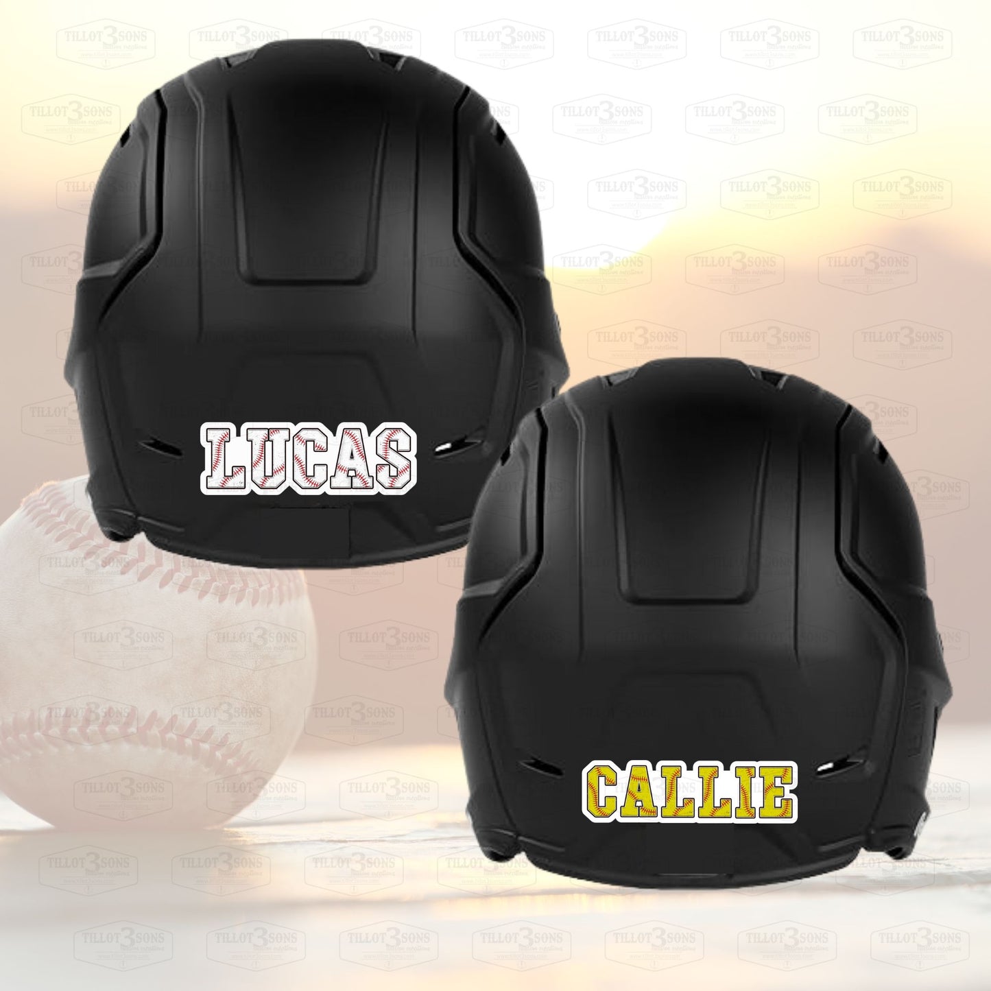 Baseball or Softball Name Decals for Helmets, Bats, Water Bottles and more