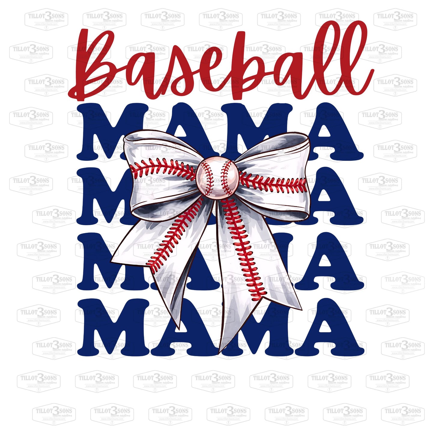 Baseball MAMA with coquette bow - graphics t-shirt