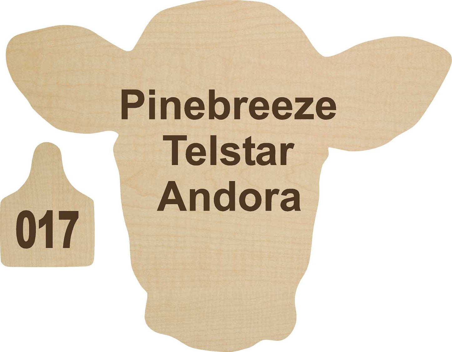 Cattle head w/ ear tag sign, laser cut wood, w/personalization optional image 1