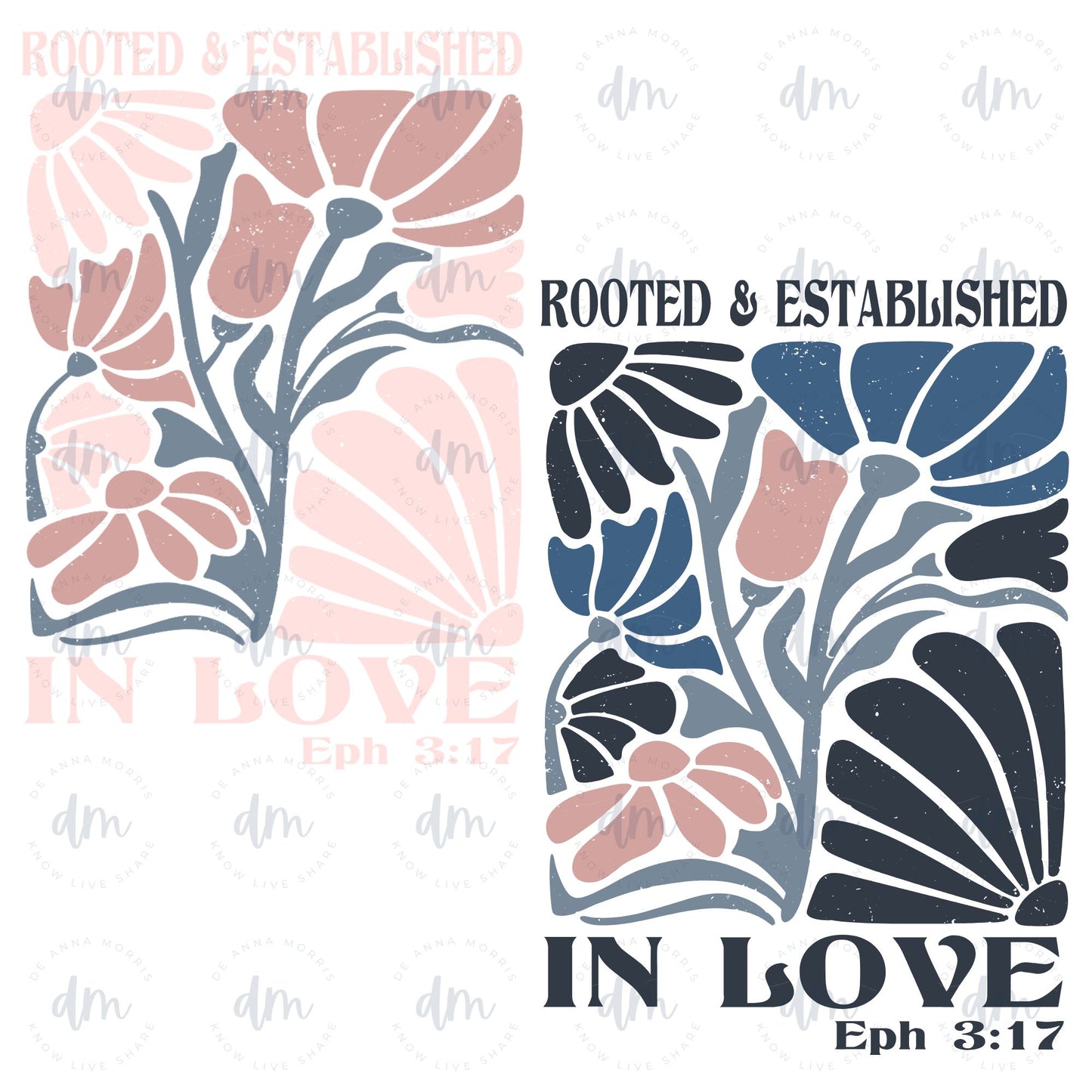 Rooted & Established in Love graphics t-shirts