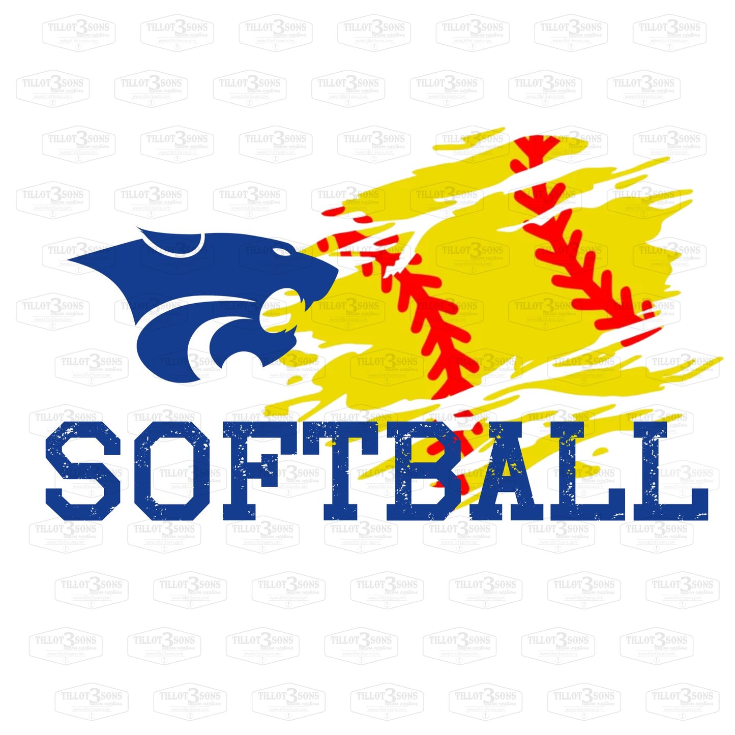 Custom Softball team shirts with mascot - Wildcats,Tigers, Rams, Panthers and more