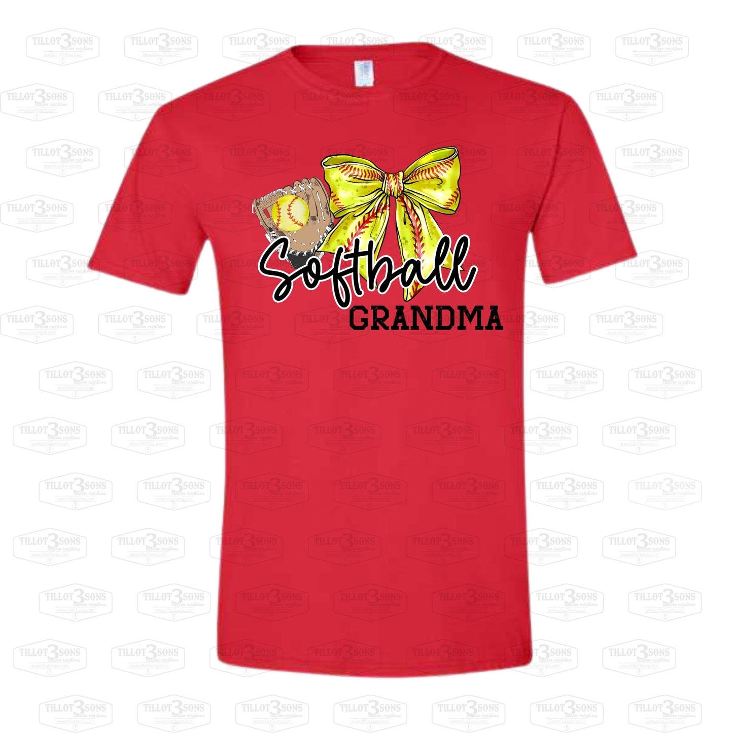 Softball with Coquette Bow and Your Name Graphics T-Shirt