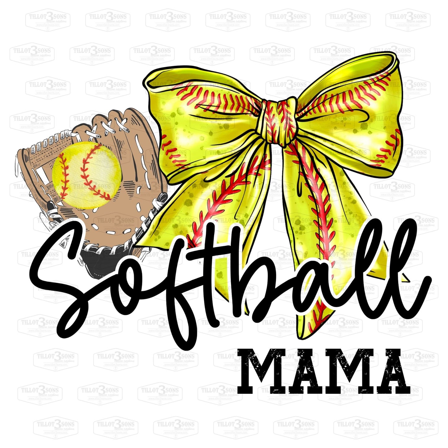 Softball with Coquette Bow and Your Name Graphics T-Shirt