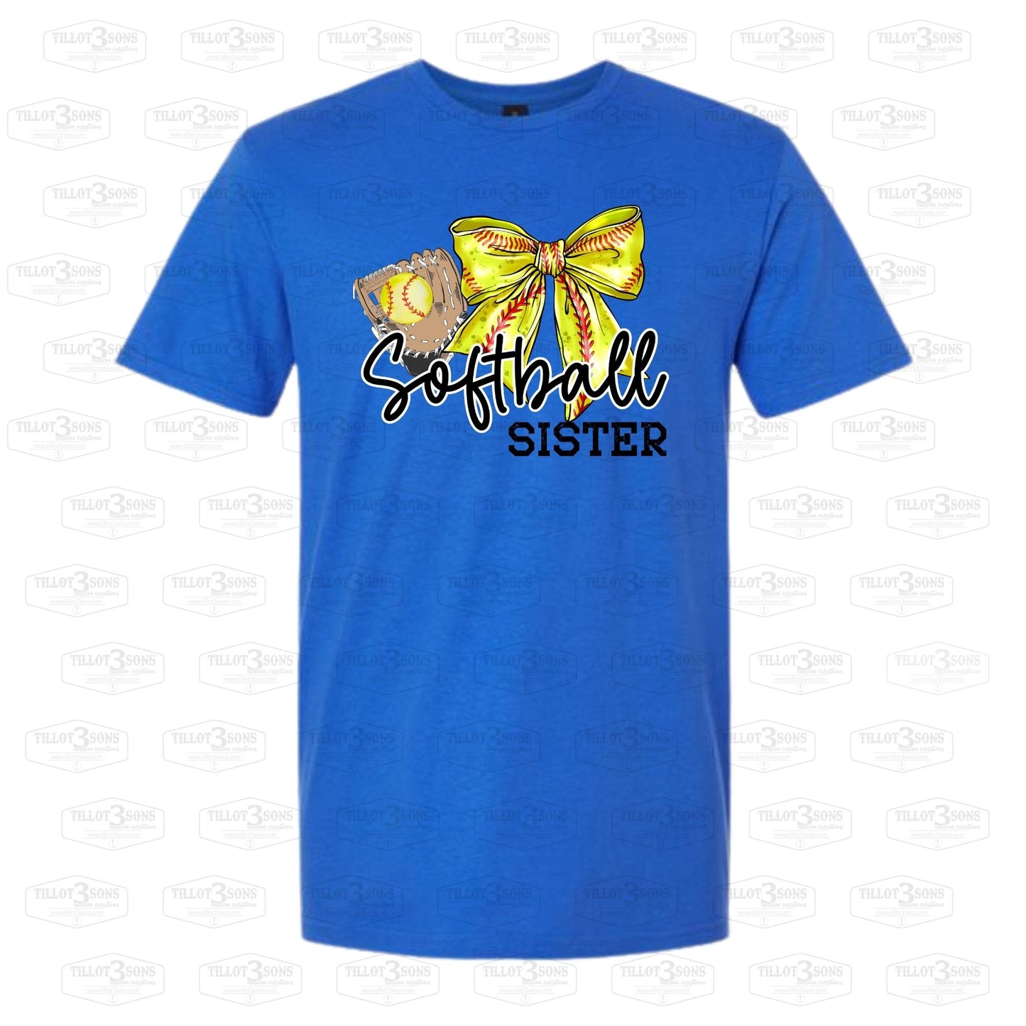 Softball with Coquette Bow and Your Name Graphics T-Shirt