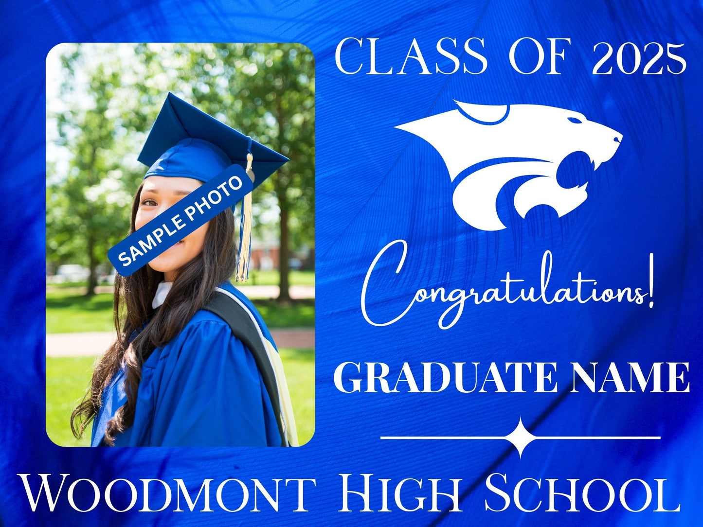 Graduation Yard Signs - Custom made with School Mascot and Graduates Photo