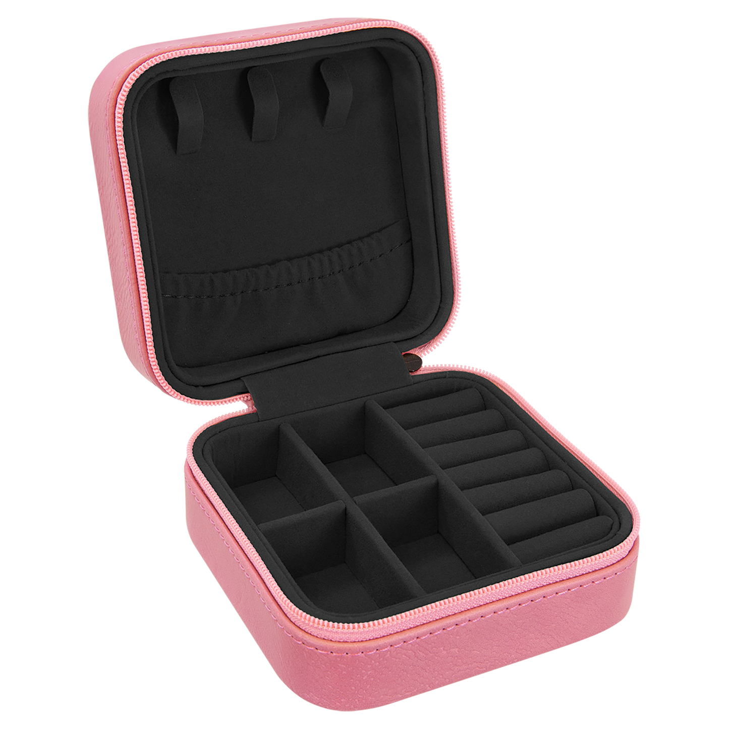 4" X 4" Engraved Leatherette Travel Jewelry Box with Black Lining image 2