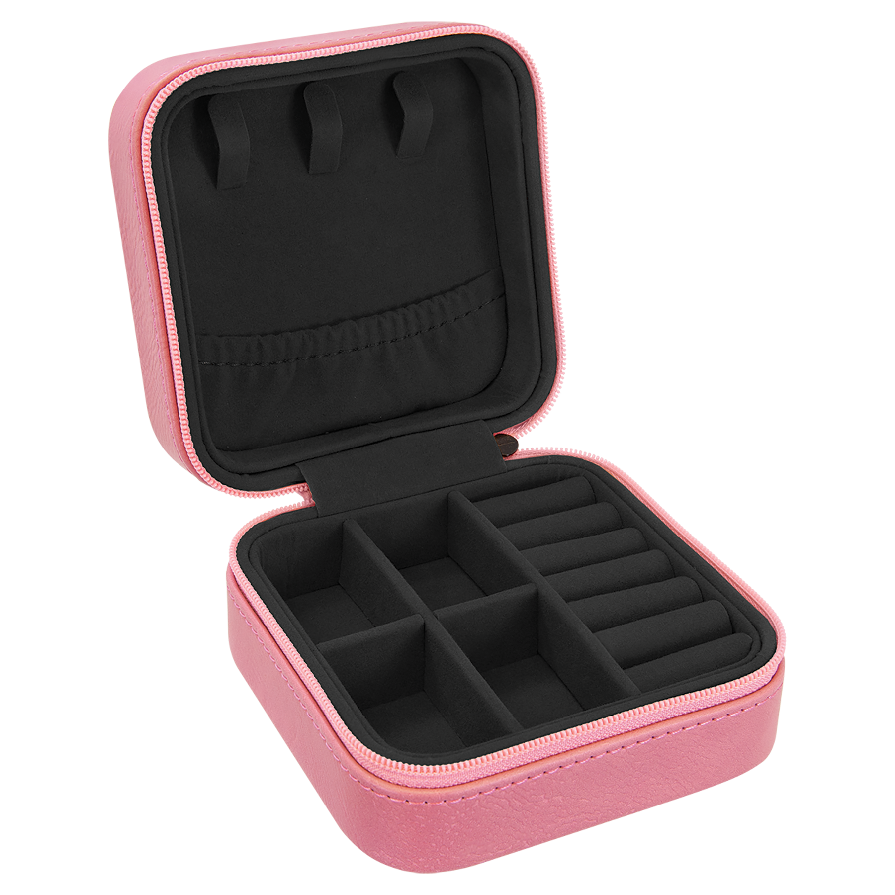 4" X 4" Engraved Leatherette Travel Jewelry Box with Black Lining image 2