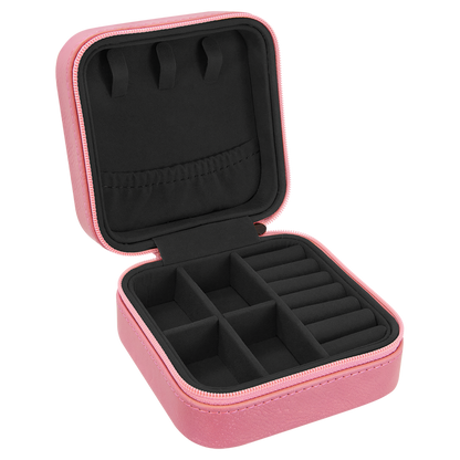 4" X 4" Engraved Leatherette Travel Jewelry Box with Black Lining image 2