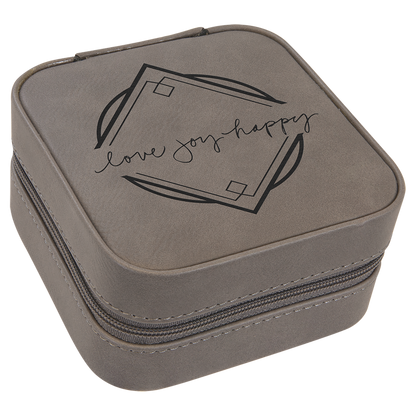 4" X 4" Engraved Leatherette Travel Jewelry Box with Black Lining image 3