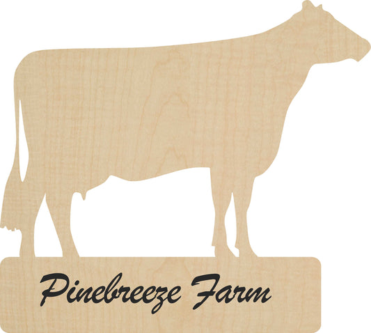 Dairy cow sign, laser cut wood shape, engraved personalization optional image 0