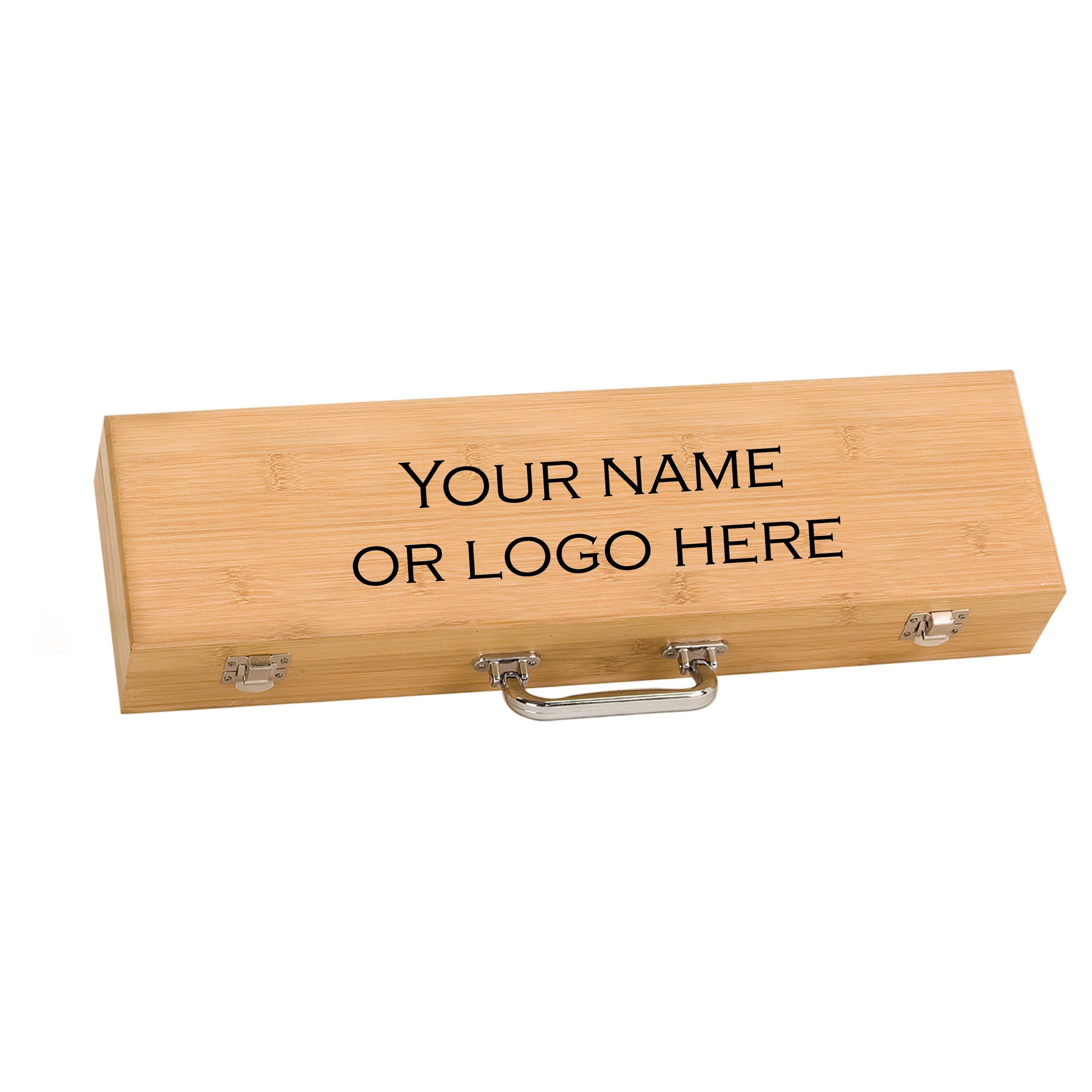 3-Piece Bamboo BBQ Set in Bamboo Case with hinged lid - BBQ02A - image 1