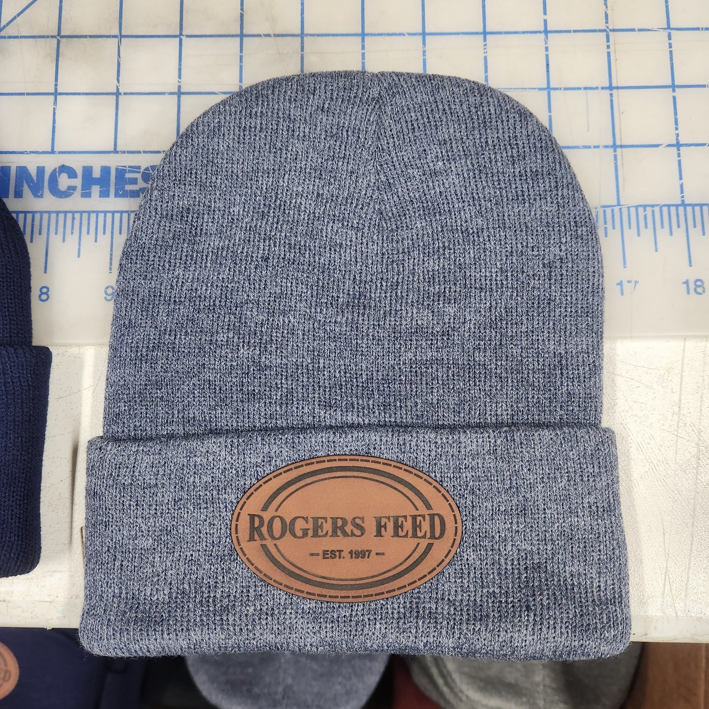 Sportsman Knit Beanie hat with laser engraved leatherette patch image 5
