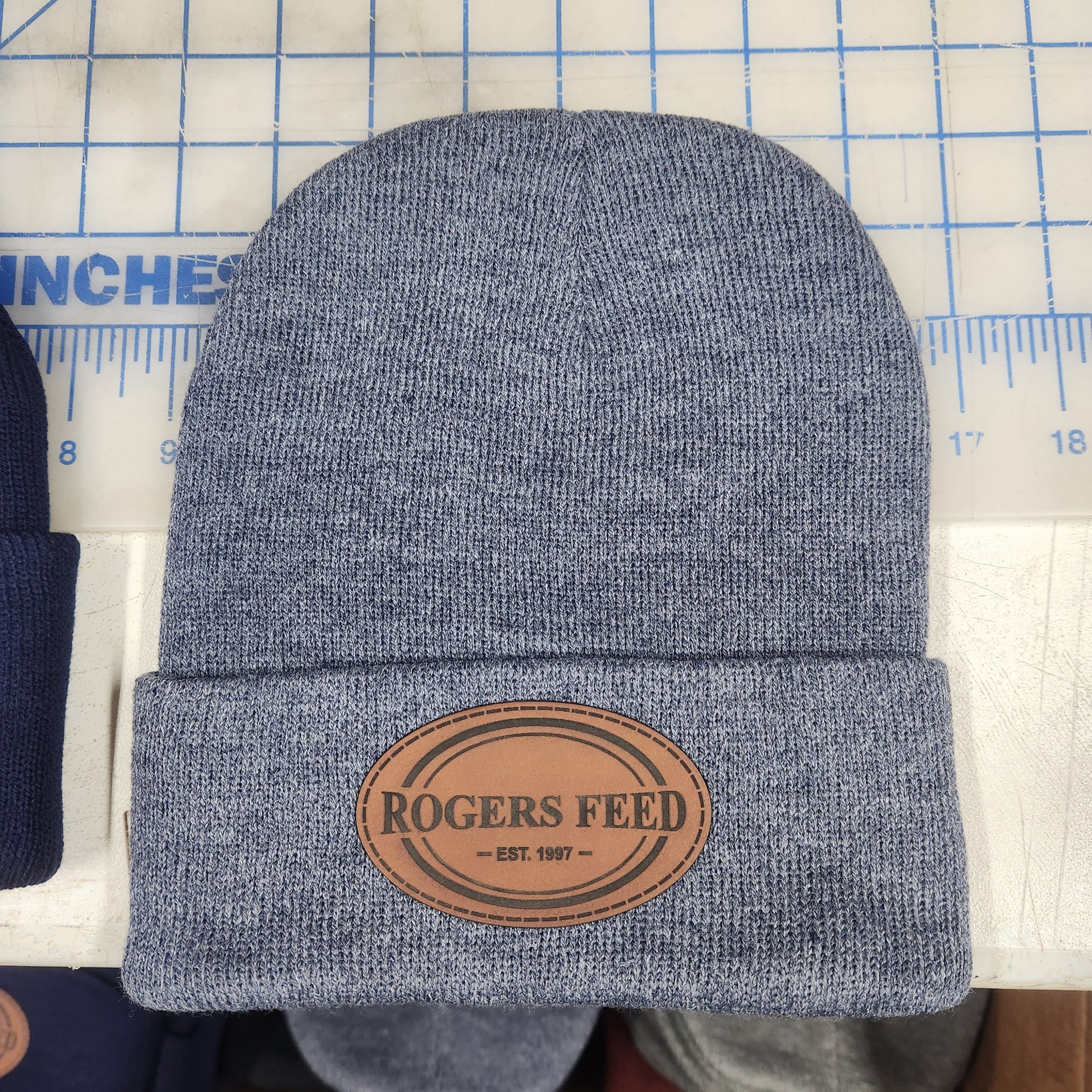 Sportsman Knit Beanie hat with laser engraved leatherette patch image 5