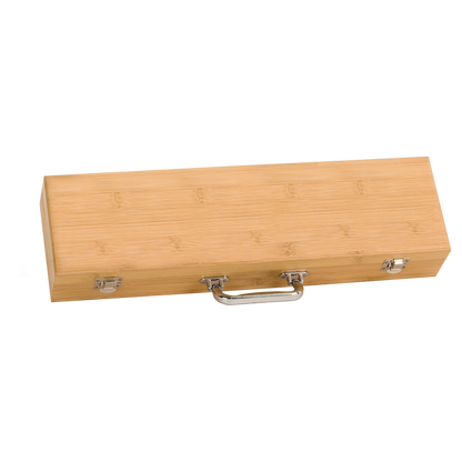 3-Piece Bamboo BBQ Set in Bamboo Case with hinged lid - BBQ02A - image 2