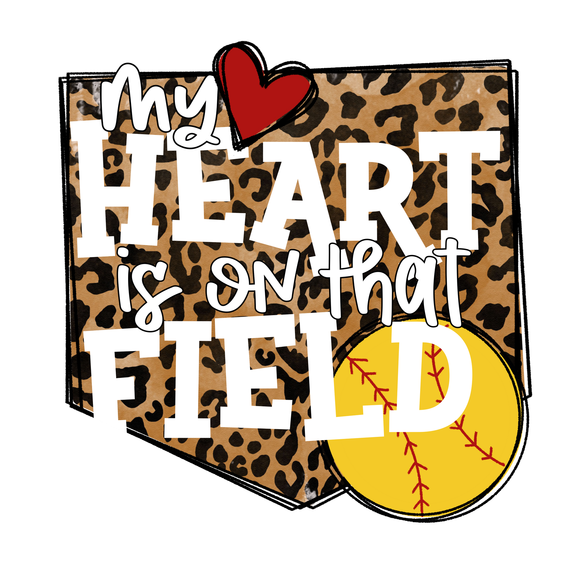 My Heart is on that Field leopard print graphics t-shirt image 1