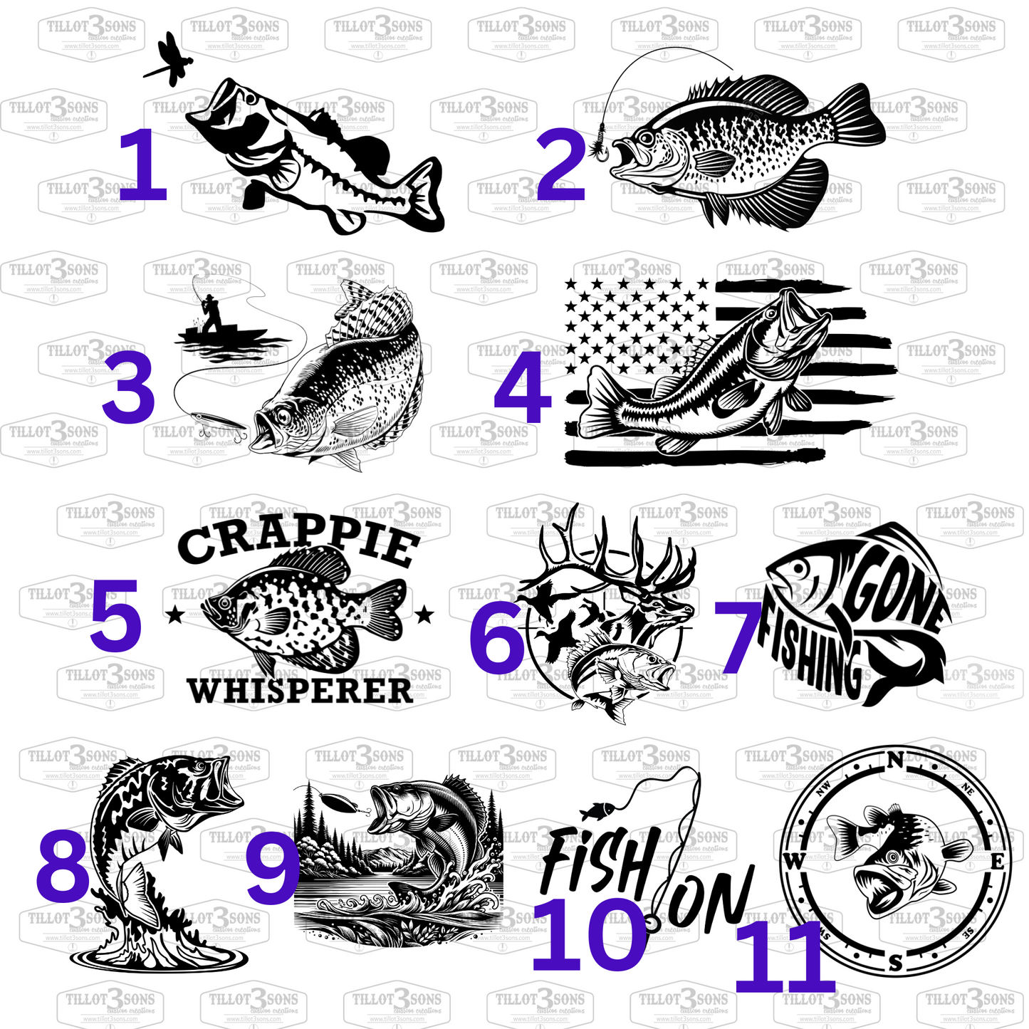 Mossy Oak, Realtree, Duck Camo, Fishing Patch Designs on Richardson, Lost Hat Co, Zapped & Dri-Duck brand hats.  Bass/Crappie Fish Logos