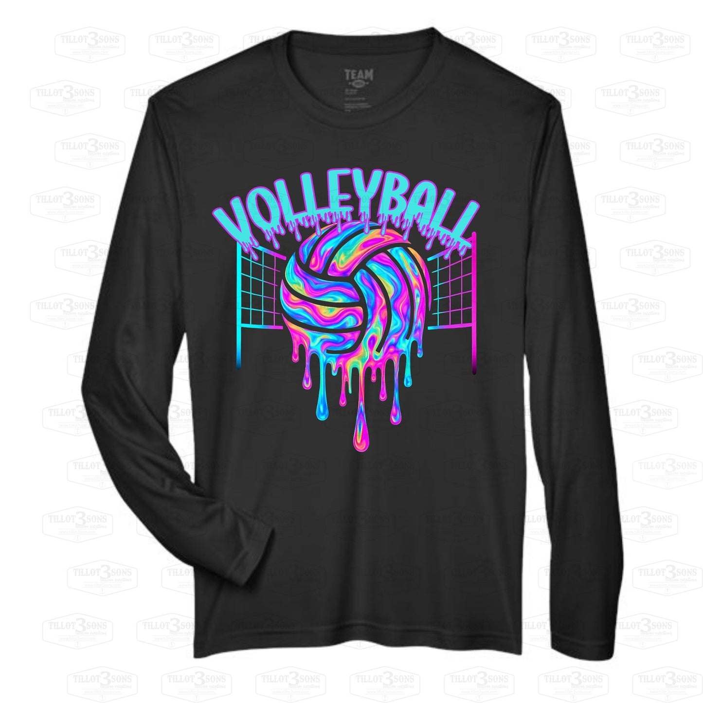 Dripping Volleyball graphics long sleeve performance shirt