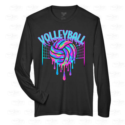 Dripping Volleyball graphics long sleeve performance shirt