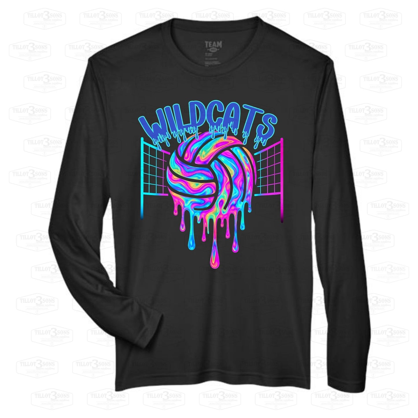 Dripping Volleyball graphics long sleeve performance shirt