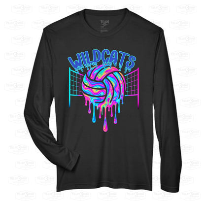 Dripping Volleyball graphics long sleeve performance shirt