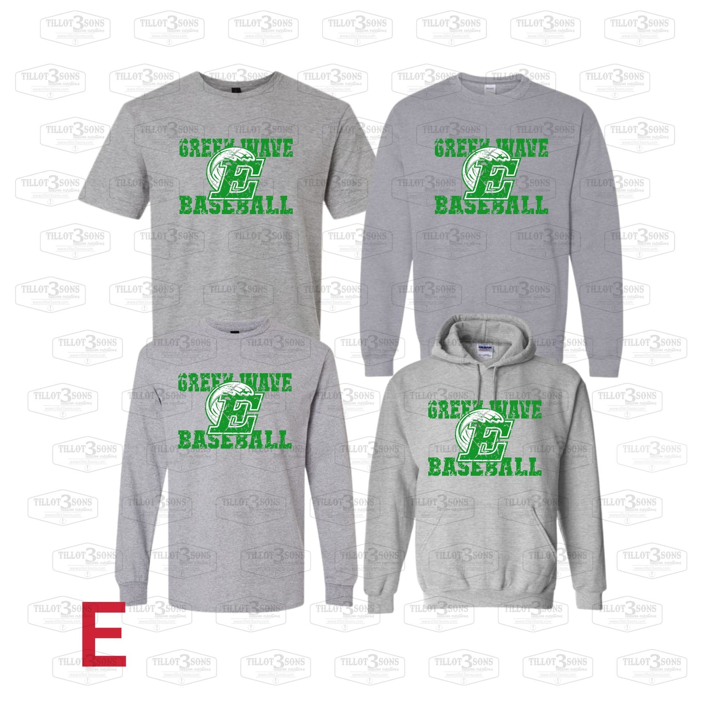 Green Wave Baseball Spirit Apparel | Logo/E Wave