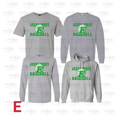 Green Wave Baseball Spirit Apparel | Logo/E Wave