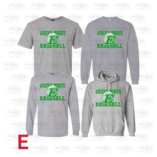 Green Wave Baseball Spirit Apparel | Logo/E Wave