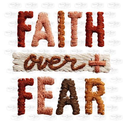 Faith Over Fear with trendy faux embroidery look |sweatshirt