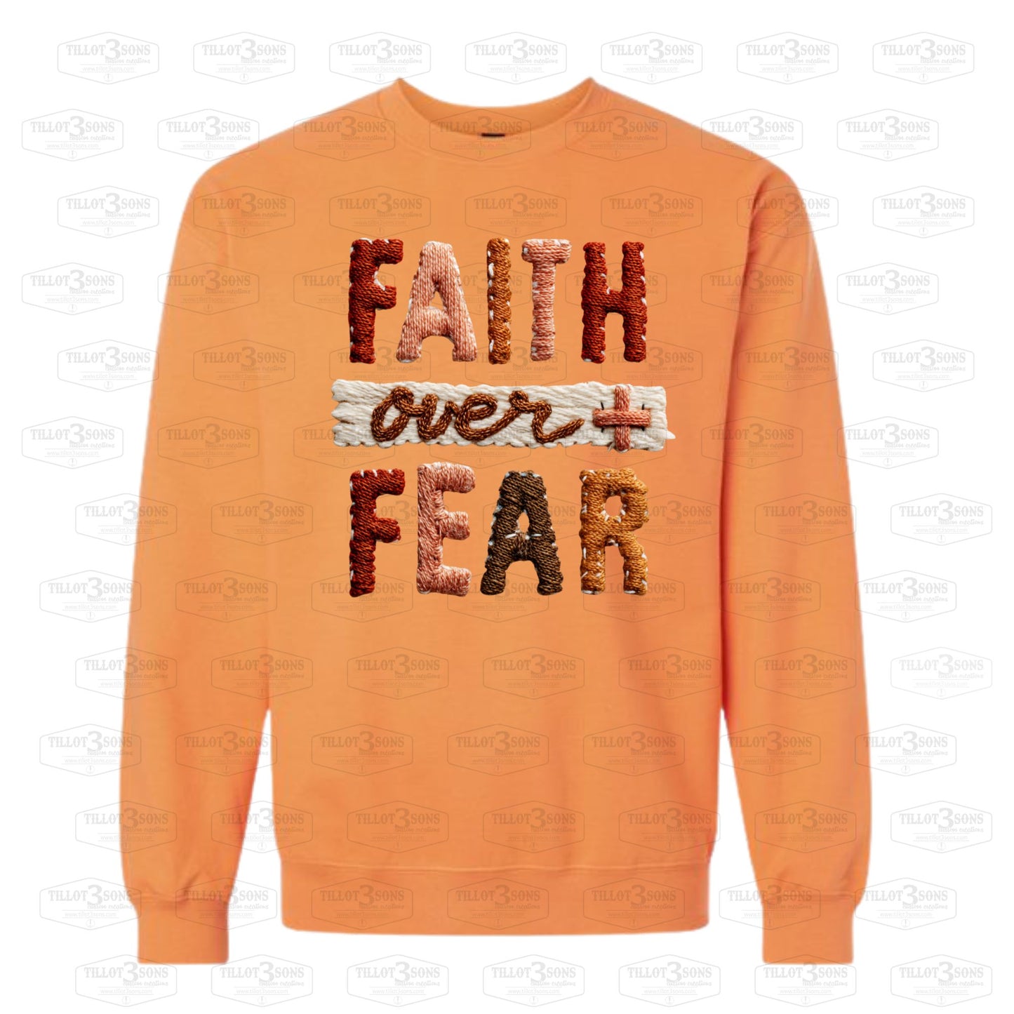 Faith Over Fear with trendy faux embroidery look |sweatshirt