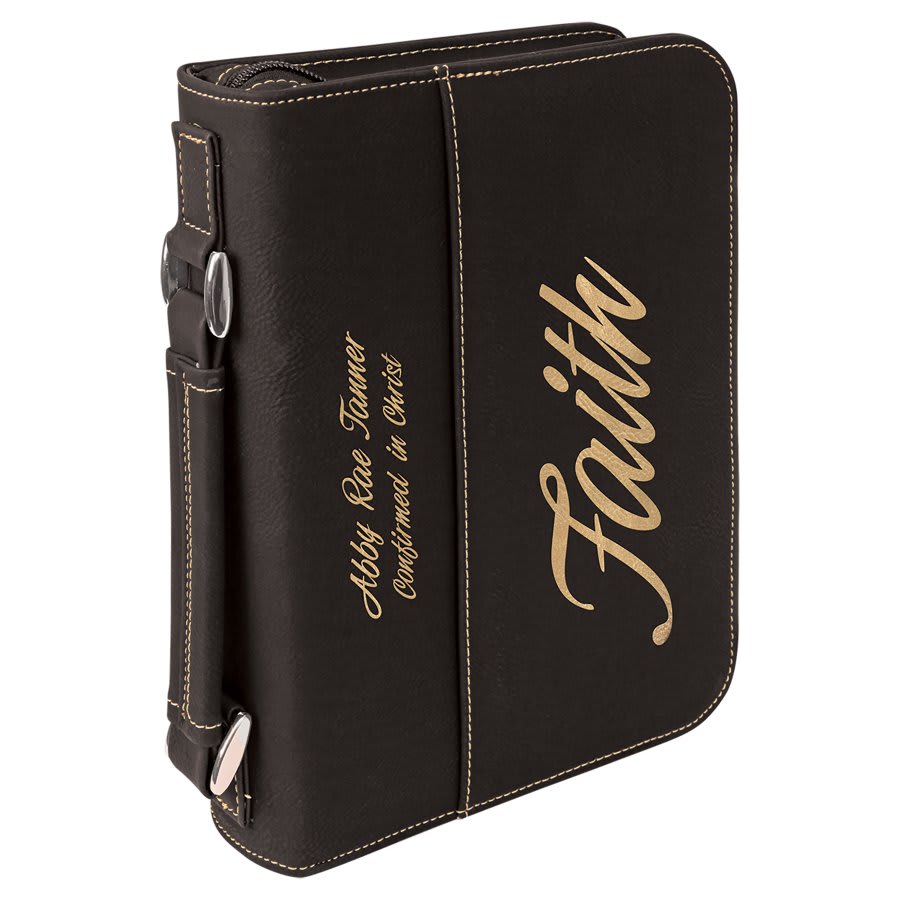 Bible cover carrying case with zipper - Small sized personalized leatherette cover