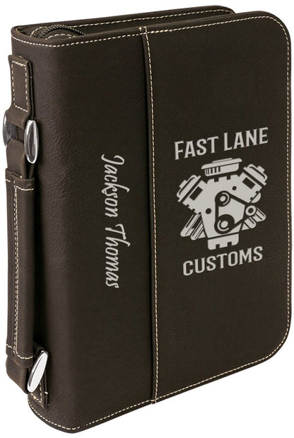 Bible cover carrying case with zipper - Small sized personalized leatherette cover