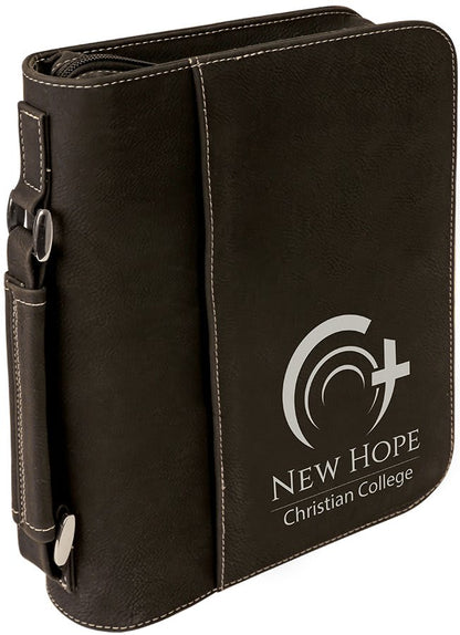 Bible cover carrying case with zipper - personalized leatherette cover