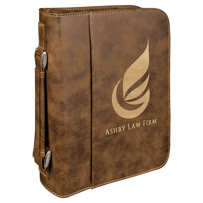Bible cover carrying case with zipper - personalized leatherette cover