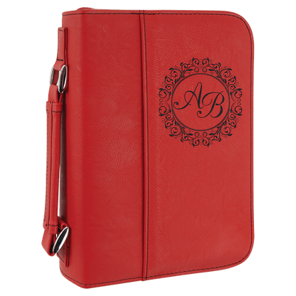 Bible cover carrying case with zipper - Small sized personalized leatherette cover