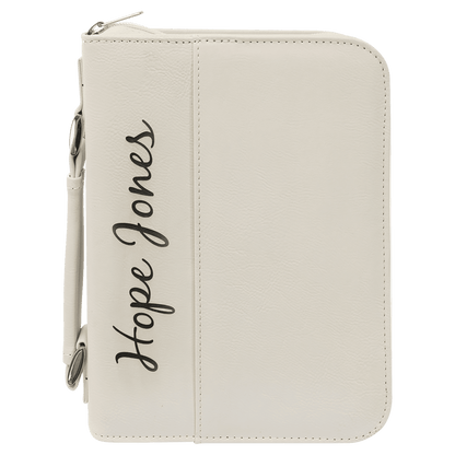 Bible cover carrying case with zipper - Small sized personalized leatherette cover