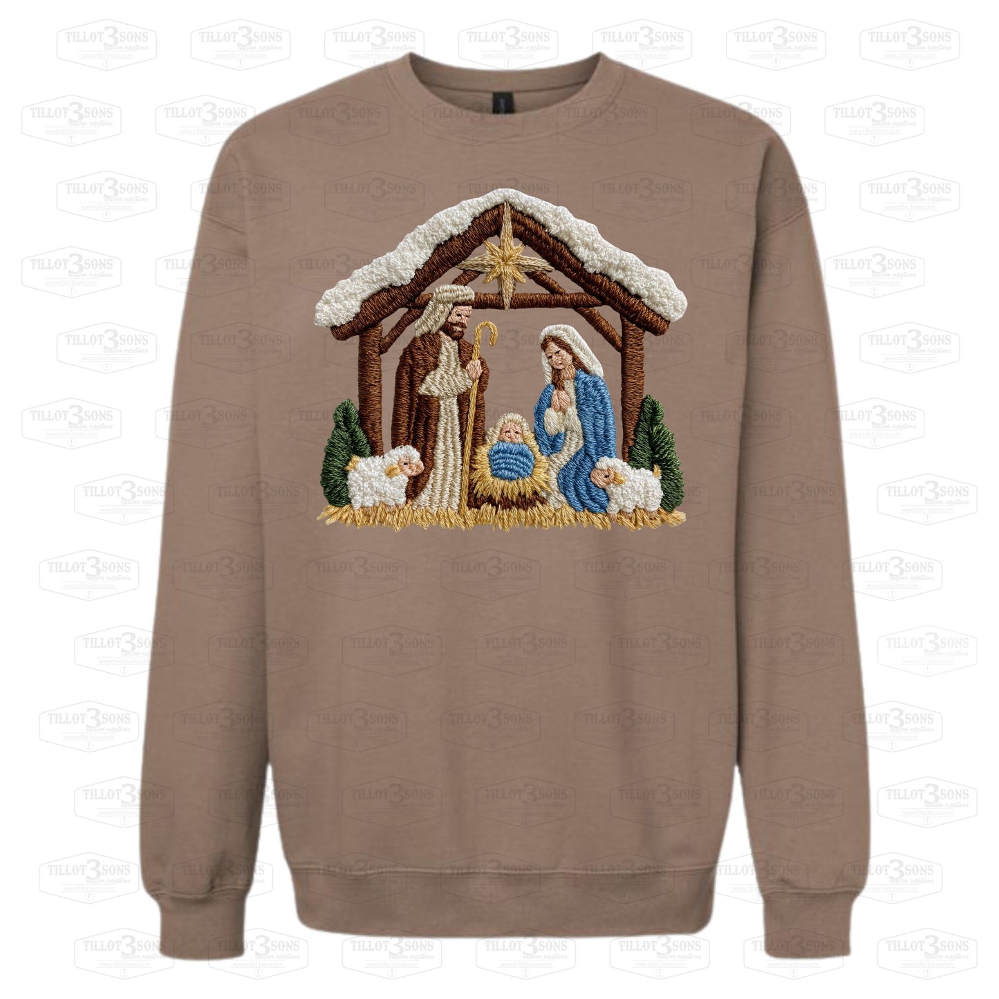 Nativity Scene with faux yarn embroidery |sweatshirt