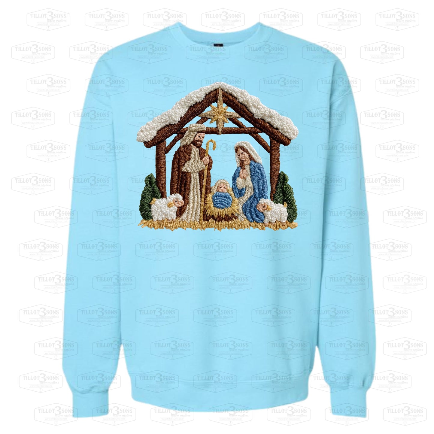 Nativity Scene with faux yarn embroidery |sweatshirt