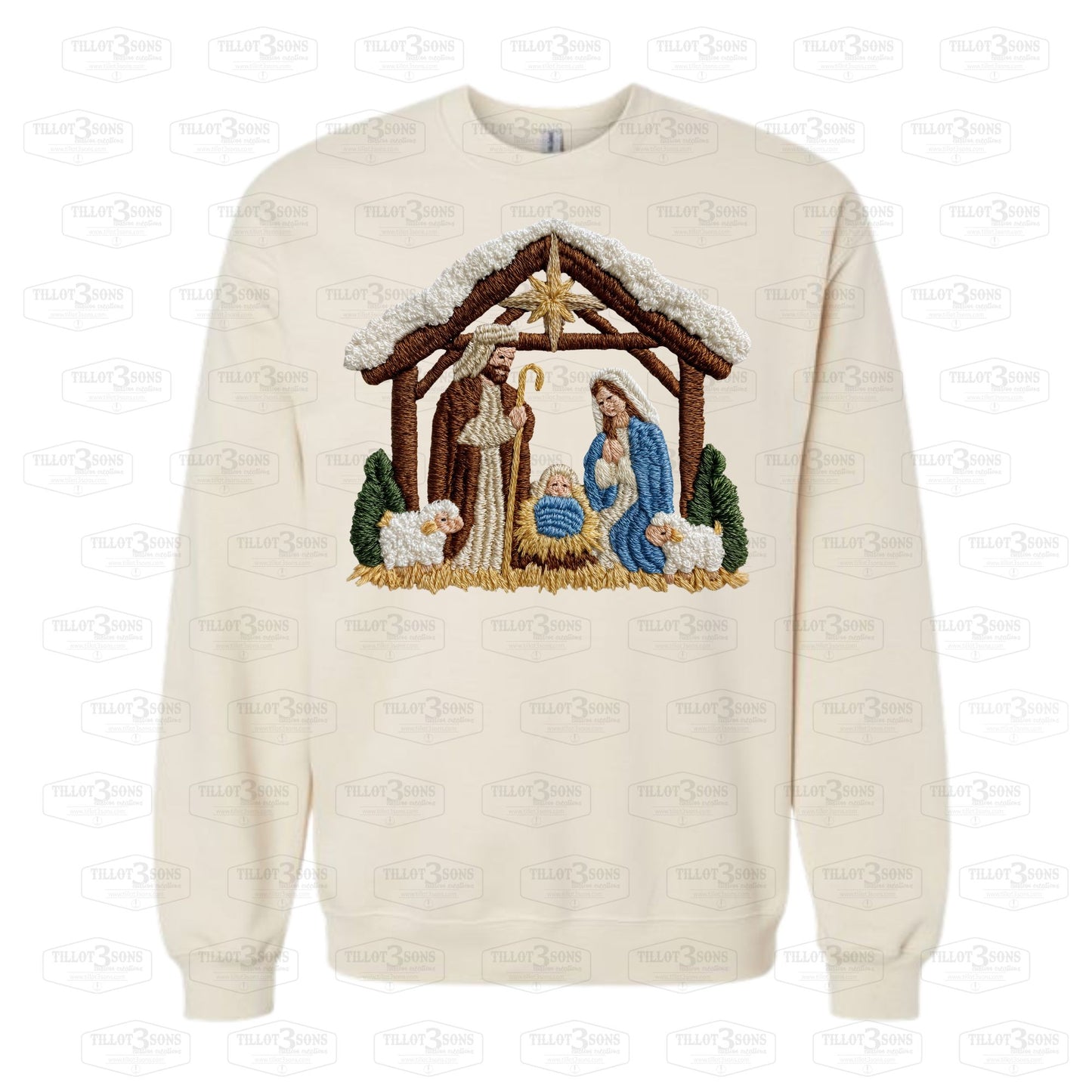 Nativity Scene with faux yarn embroidery |sweatshirt