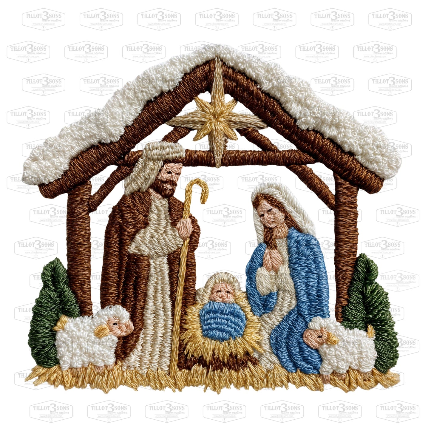 Nativity Scene with faux yarn embroidery |sweatshirt
