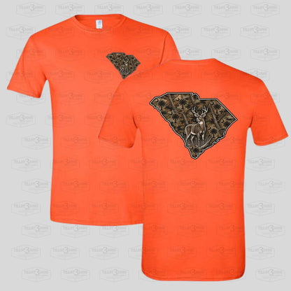 Buck on SC Camo patterned state outline | t-shirt