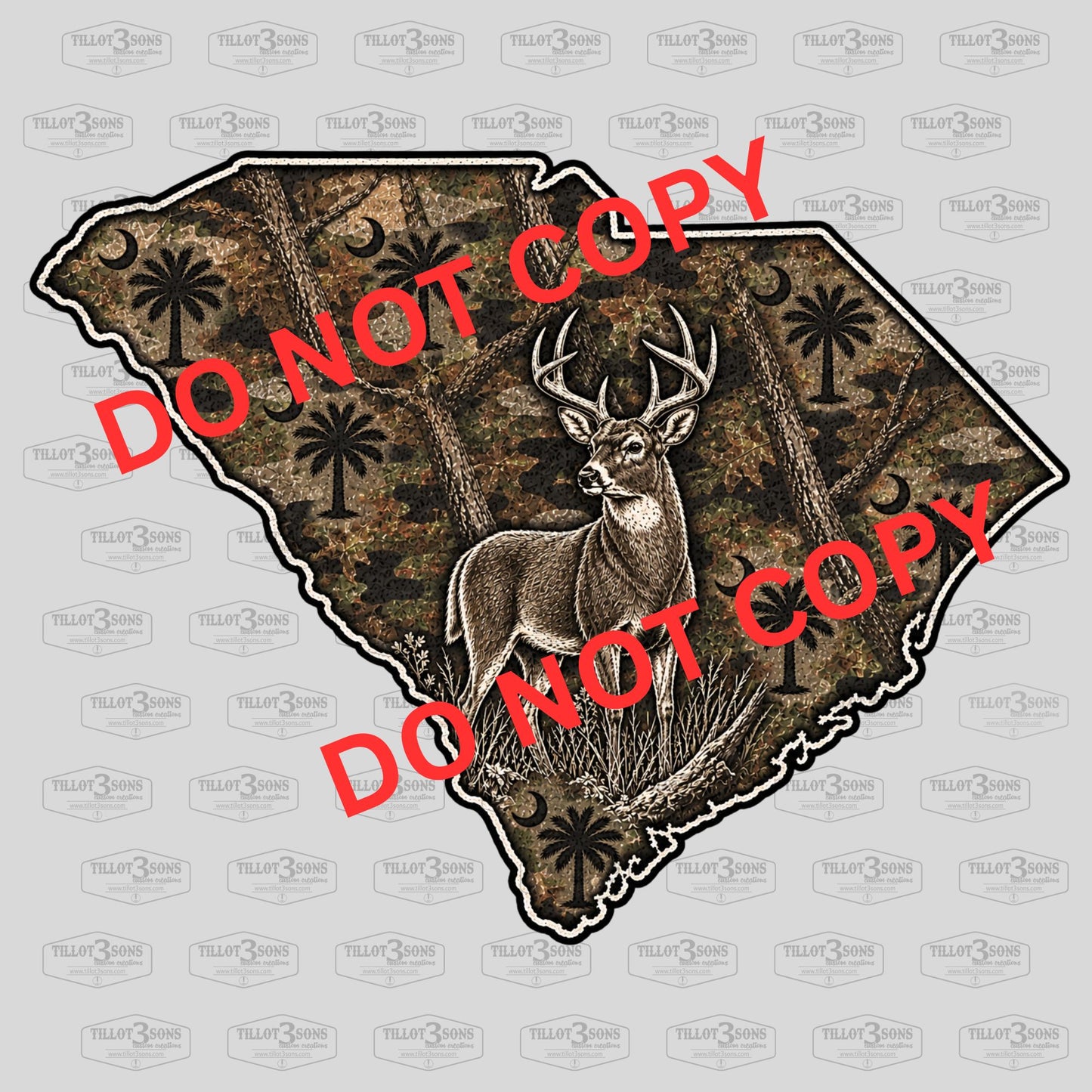 Buck on SC Camo patterned state outline | t-shirt