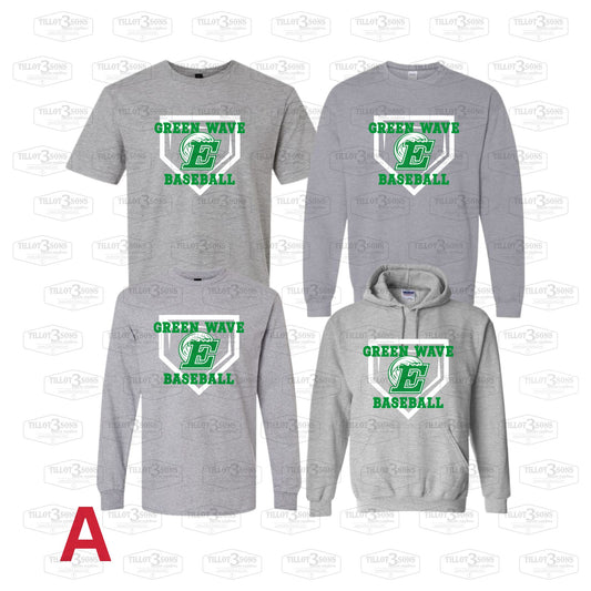 Green Wave Baseball Spirit Apparel | Logo/Home Plate